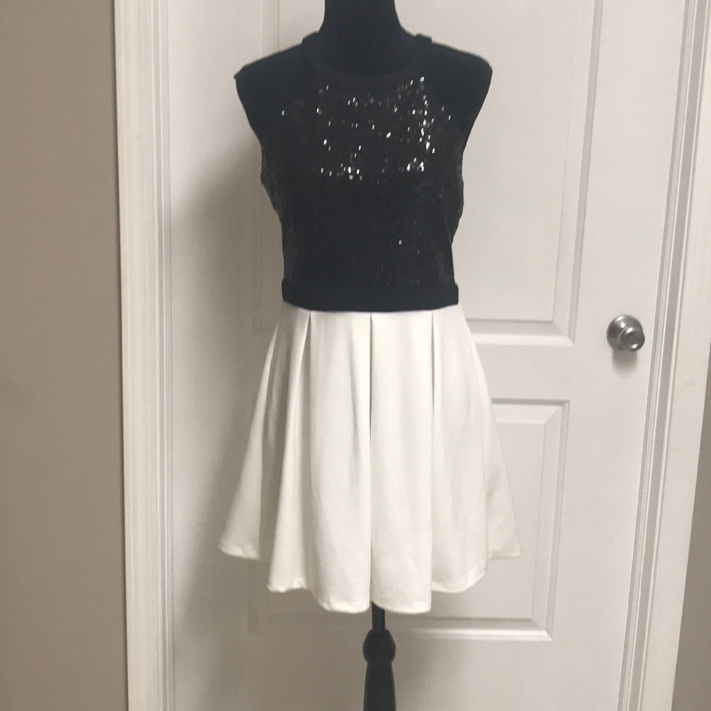Black and white sequined dress